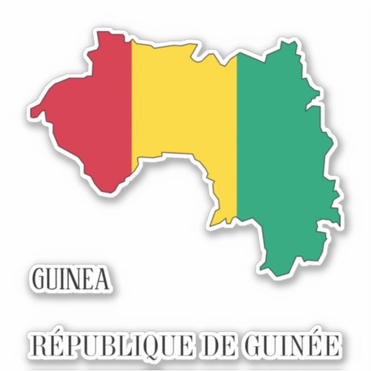 Sticker Guinée - Carte du drapeau patriotique (Devant)