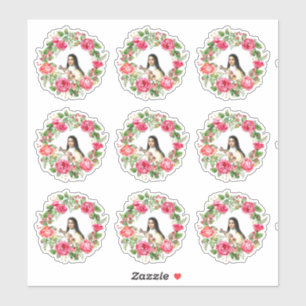 Sticker Guirlande catholique de St Therese des roses roses