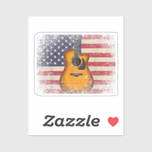 Sticker Guitar 4th of July Venin American Flag USA - Count