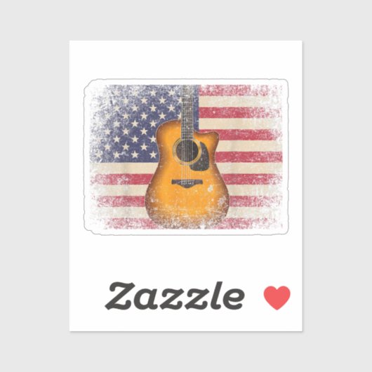 Sticker Guitar 4th of July Venin American Flag USA - Count (Feuille)