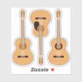 Sticker Guitare classique 3 pièces ! (Feuille)