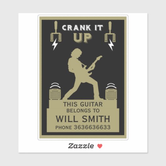 Sticker Guitare Coque Identification des biens (Feuille)