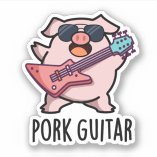 Sticker Guitare de porc Funny Rock Guitare Pig Pun