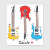 Sticker Guitare électrique 3 pièces ! (Feuille)