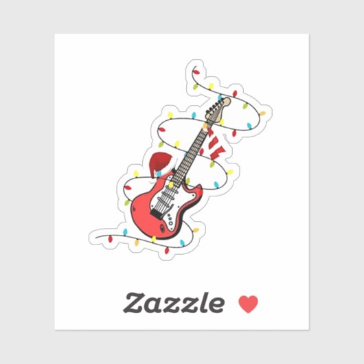 Sticker Guitare électrique Santa Claus Musique Noël Amant (Feuille)