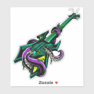 Sticker Guitare électrique trashed par la musique pourpre