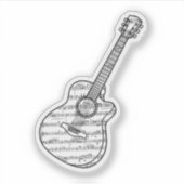 Sticker Guitare et notes de musique (Devant)