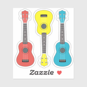 Sticker Guitare Ukulele en pack couleur
