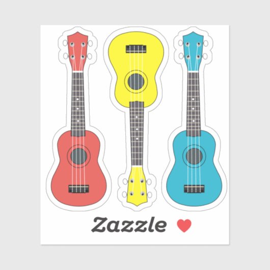 Sticker Guitare Ukulele en pack couleur (Feuille)