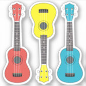 Sticker Guitare Ukulele en pack couleur (Devant)