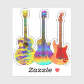 Sticker Guitares colorées (Feuille)