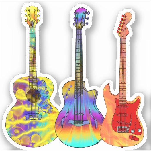 Sticker Guitares colorées (Devant)