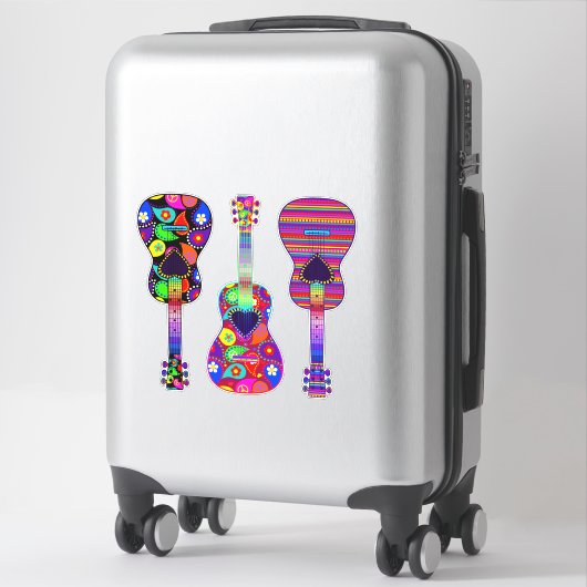 Sticker Guitares peintes | Boho | Style hippie (Sur valise)