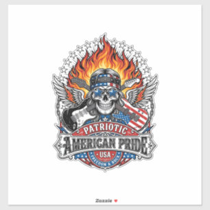 Sticker Guitariste de la liberté patriotique Crâne Musique