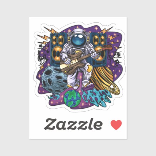 Sticker Guitariste galactique (Feuille)