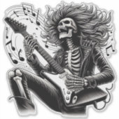 Sticker Guitariste Monochrome Skeleton avec Leathe Détaill (Devant)