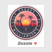 Sticker Gulf Shores Alabama Retro Sunset Souvenirs 80s (Feuille)
