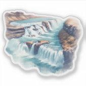 Sticker Gullfoss Islande Waterfall Aquarelle (Devant)