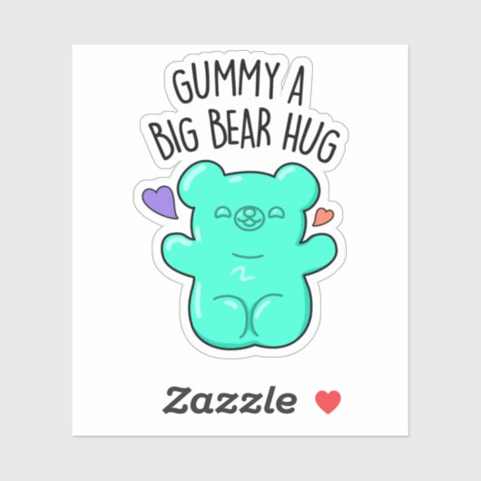 Sticker Gummy A Big Bear Hug Funny Candy Pun (Feuille)