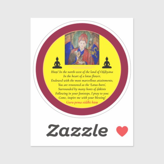 Sticker Guru Rinpoché & Prière Sept Lignes /Padmasambhava (Feuille)