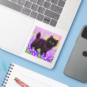 Sticker Gustav Klimt Black Kitten (Ordinateur portable avec iPhone)