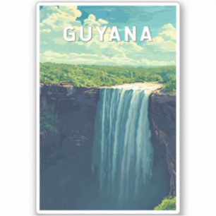 Sticker Guyana Illustration Travel Art Vintage