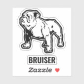 Sticker Gym de nom personnalisé Bulldog construit (Feuille)