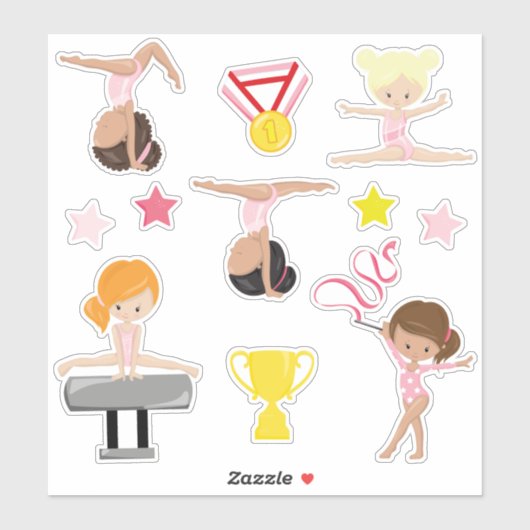 Sticker Gymnastique des filles (Feuille)
