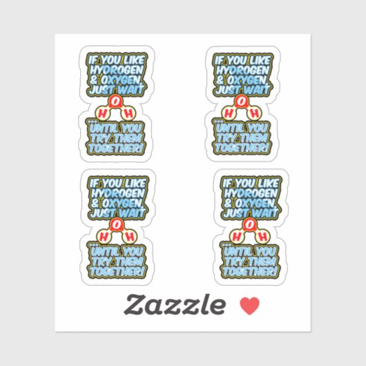 Sticker H2O frunny chimie hydratation eau (Feuille)