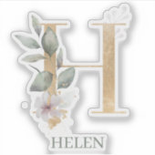 Sticker H Monogramme Floral Personnalisé (Devant)
