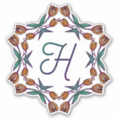 Sticker H Tulipes Boho Tulips Déco Initiales Plutôt (Devant)