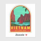 Sticker Ha Long Bay Vietnam Travel Vintage Art (Feuille)