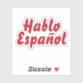 Sticker Hablo Español Je parle espagnol Rouge typographiqu (Feuille)