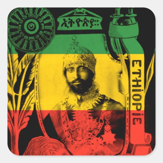 Sticker Haile Selassie Rouge Or Vert Rasta (Devant)