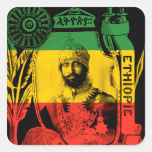 Sticker Haile Selassie Rouge Or Vert Rasta