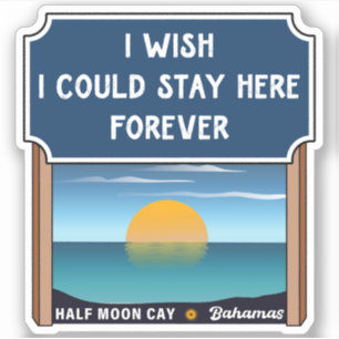 Sticker Half Moon Cay Bahamas Retro Sunset Vacation 60s