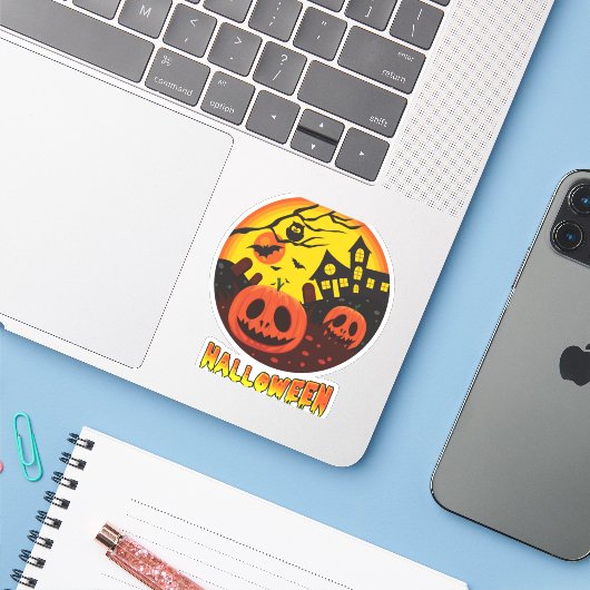 STICKER HALLOWEEN (Ordinateur portable avec iPhone)