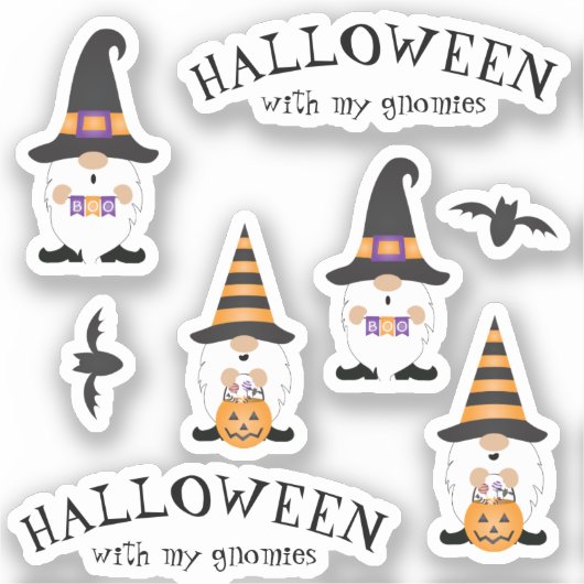 Sticker Halloween Avec Mes Gnomes Violet Orange (Recto)