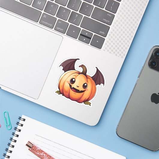 Sticker Halloween Bat Jack-o-Lantern (Ordinateur portable avec iPhone)
