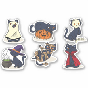 STICKER HALLOWEEN CAT POSE UN JEU DE VECTEURS