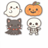 Sticker Halloween Characters � Ghost, Pumpkin, Black Cat & (Devant)