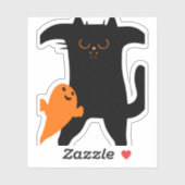 Sticker Halloween chat effrayé (Feuille)