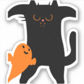 Sticker Halloween chat effrayé (Devant)