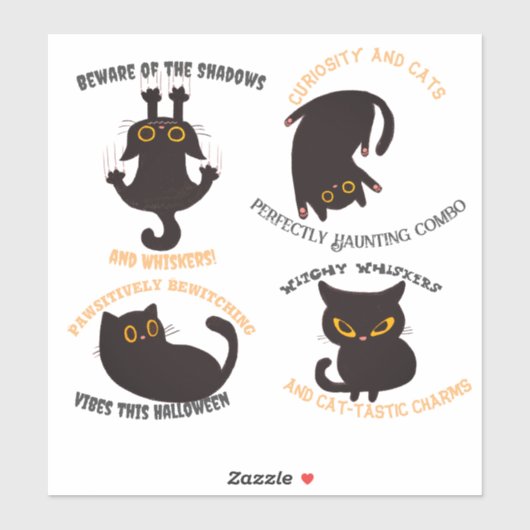Sticker Halloween chat noir (Feuille)