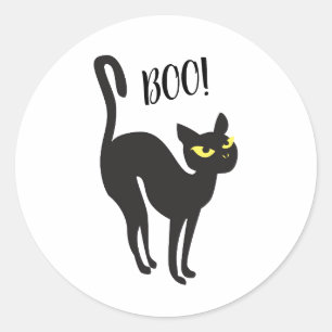 Sticker Halloween, Chat, Noir, Boo !