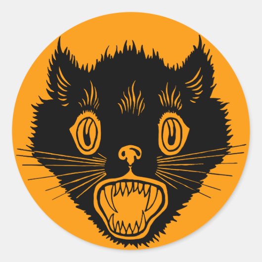 Sticker Halloween Chat vintage Peur (Devant)