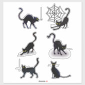 Sticker Halloween Chats noirs et araignées jeu ID852 (Feuille)