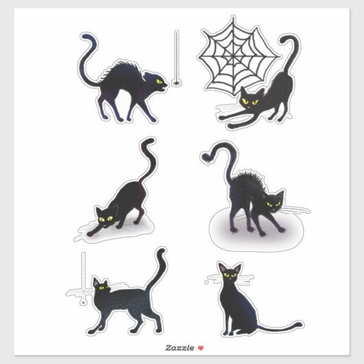 Sticker Halloween Chats noirs et araignées jeu ID852 (Feuille)