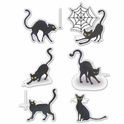 Sticker Halloween Chats noirs et araignées jeu ID852 (Devant)