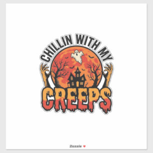 Sticker Halloween Chillin avec mes Creeps Vintage T-Shirt